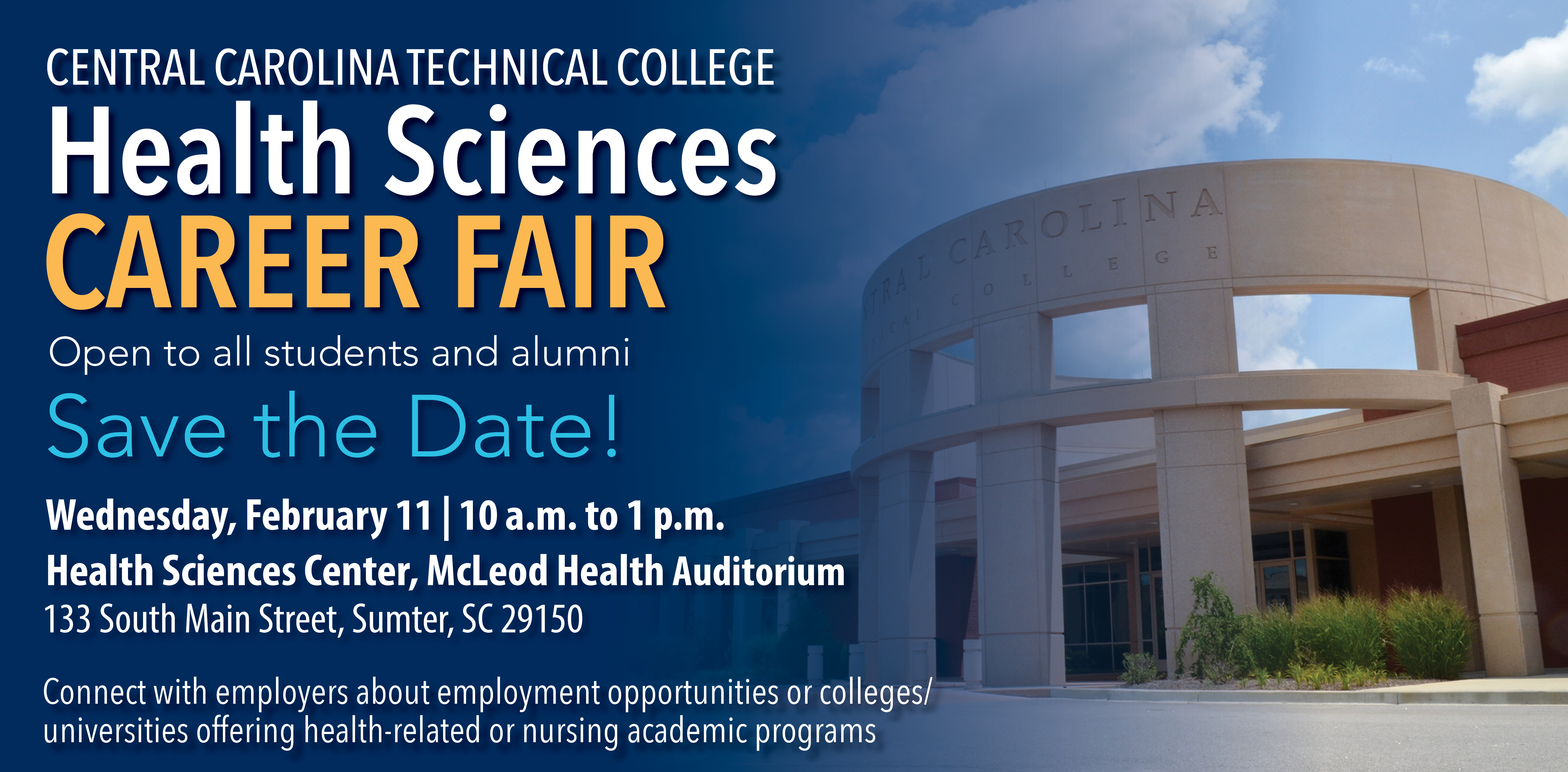 Event details with a photo of the Health Sciences building.