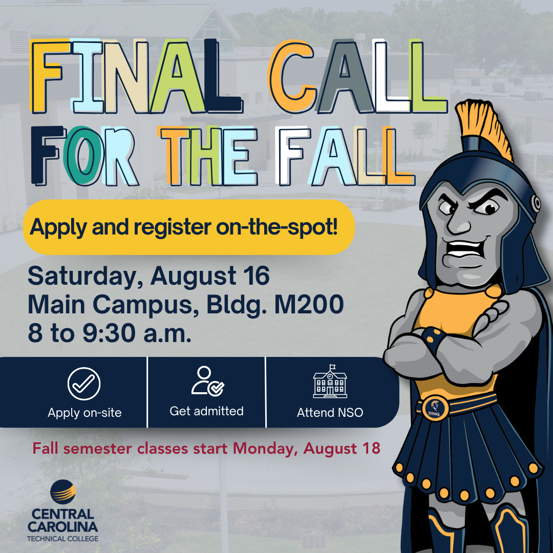 Final call for the fall event happening Saturday, august 16. Apply and register on-the-spot!