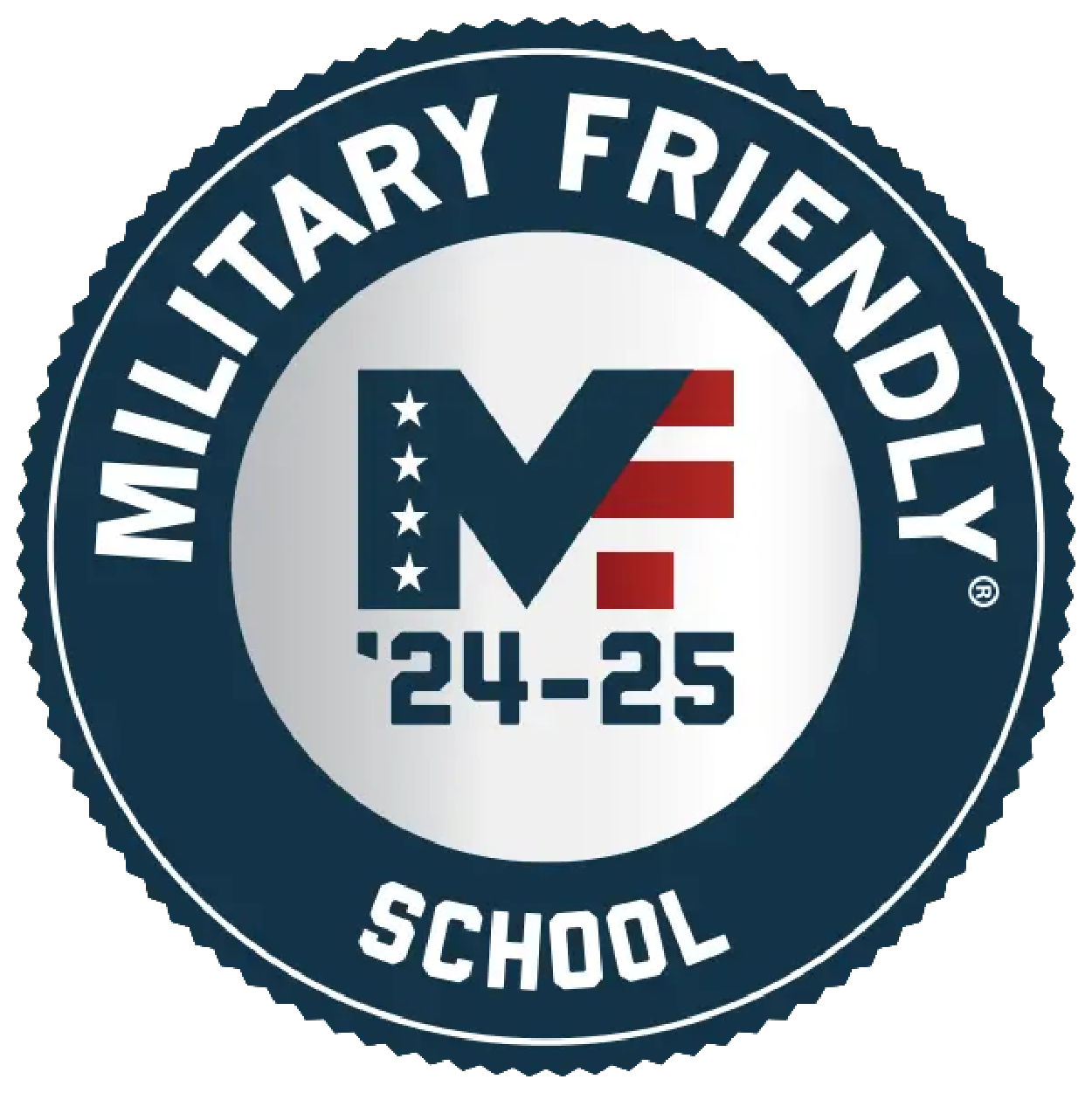 Military Friendly school logo for school year 2024-25.