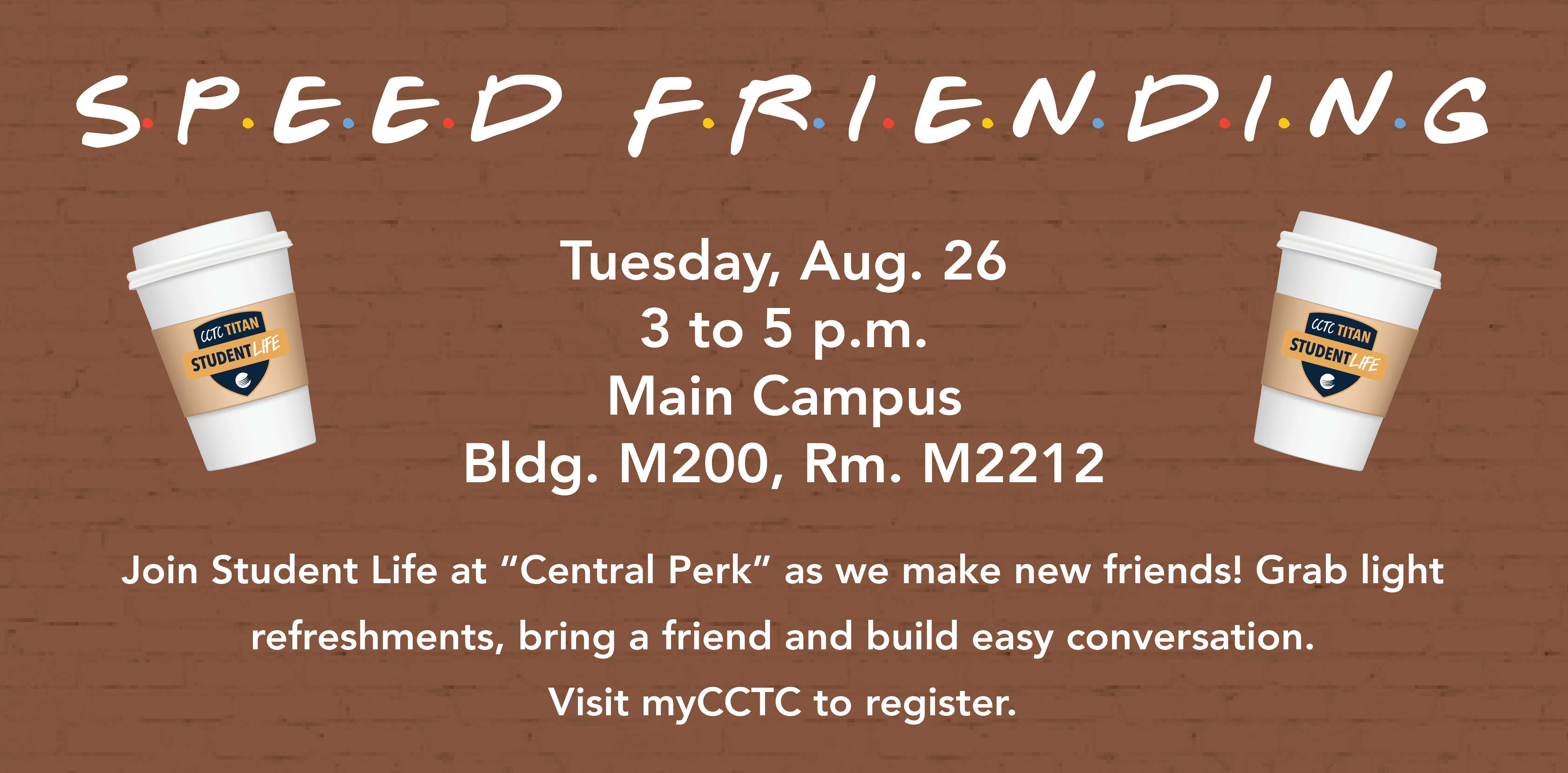 Event details in the them of the TV show Friends.