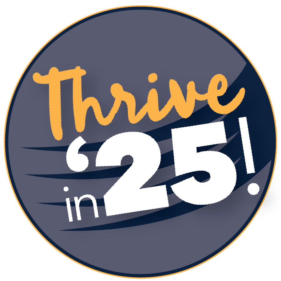 Thrive in '25 stamp