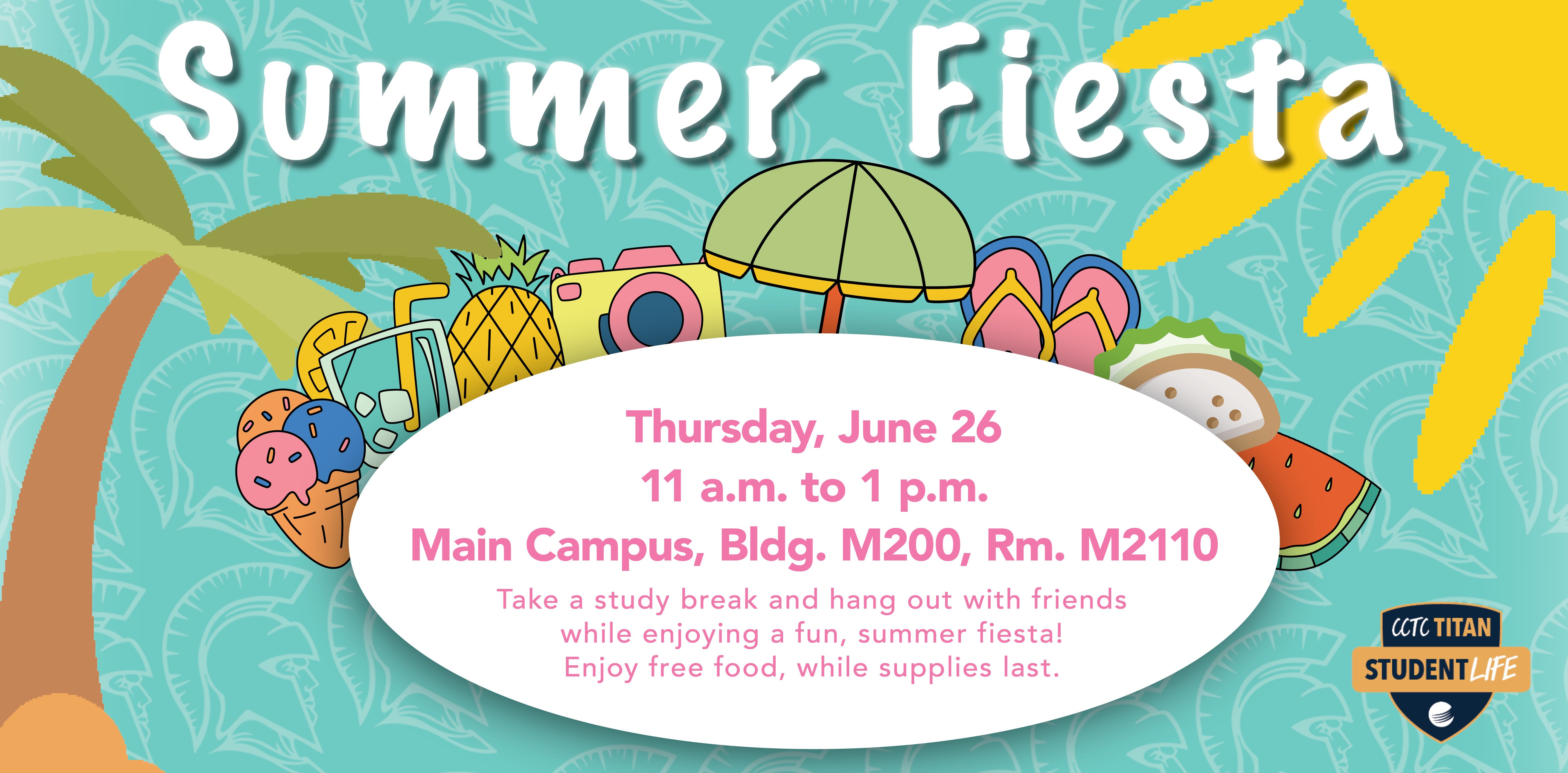 Event details with fun summertime graphics.