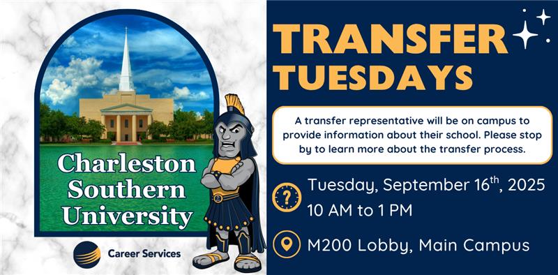 Event details with photo of Charleston Southern University and logo of the CCTC mascot.