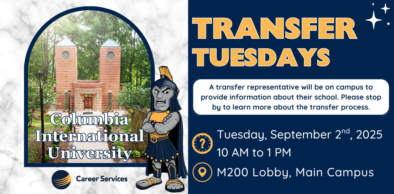 Event graphic with a photo of the college and the CCTC Tiatan Mascot logo.