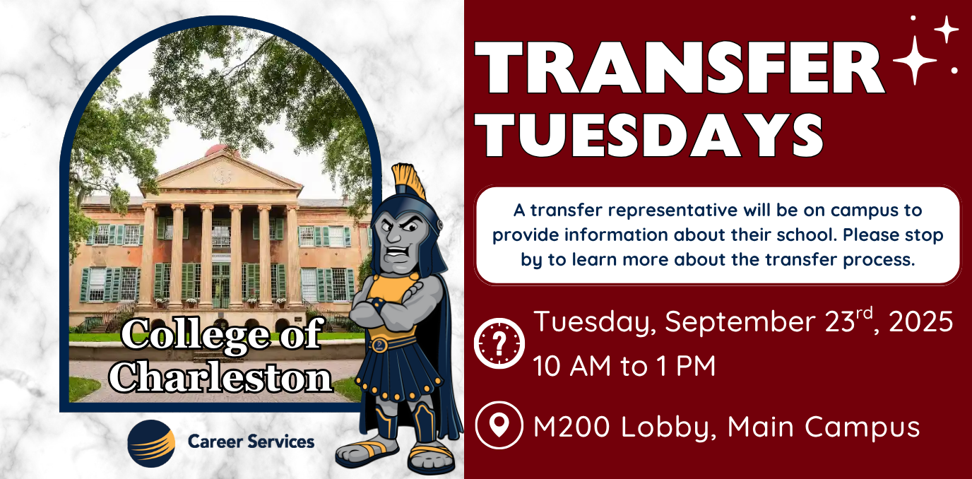 Event graphic with a photo of the college and the CCTC Tiatan Mascot logo